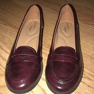 Dark burgundy loafers